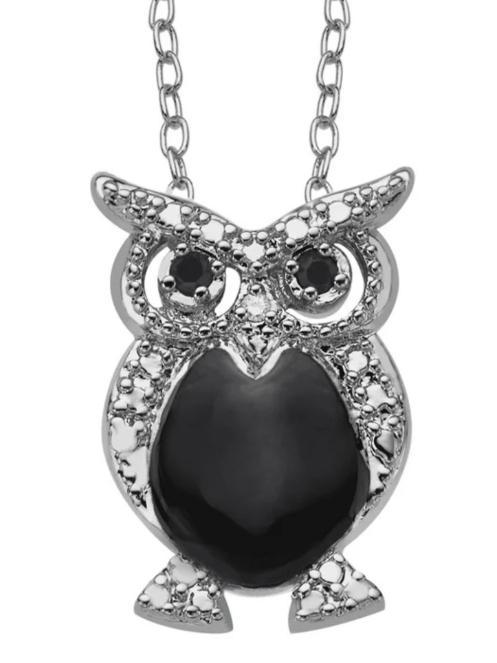 Sterling Silver Owl Pendant Necklace with Diamond Accent - Picture 4 of 5